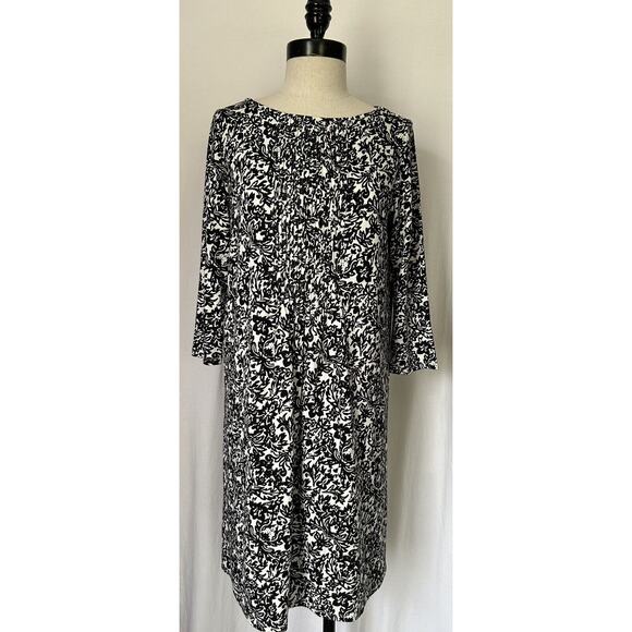 J. Jill Wearever Collection Petites Black Print Rayon Stretch Dress Womens PS SP - Picture 1 of 7